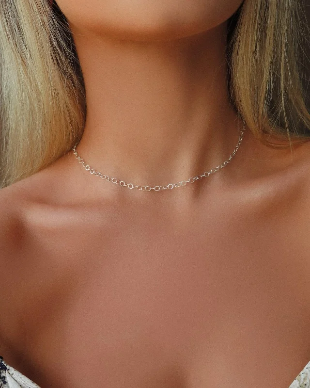 Simple Silver Chain Necklace-Round Chain Necklace  - Sterling Silver