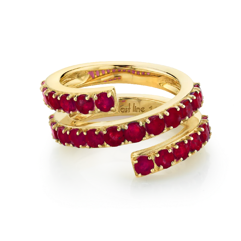 Double Twist Ring - Ruby / 14k Yellow Gold