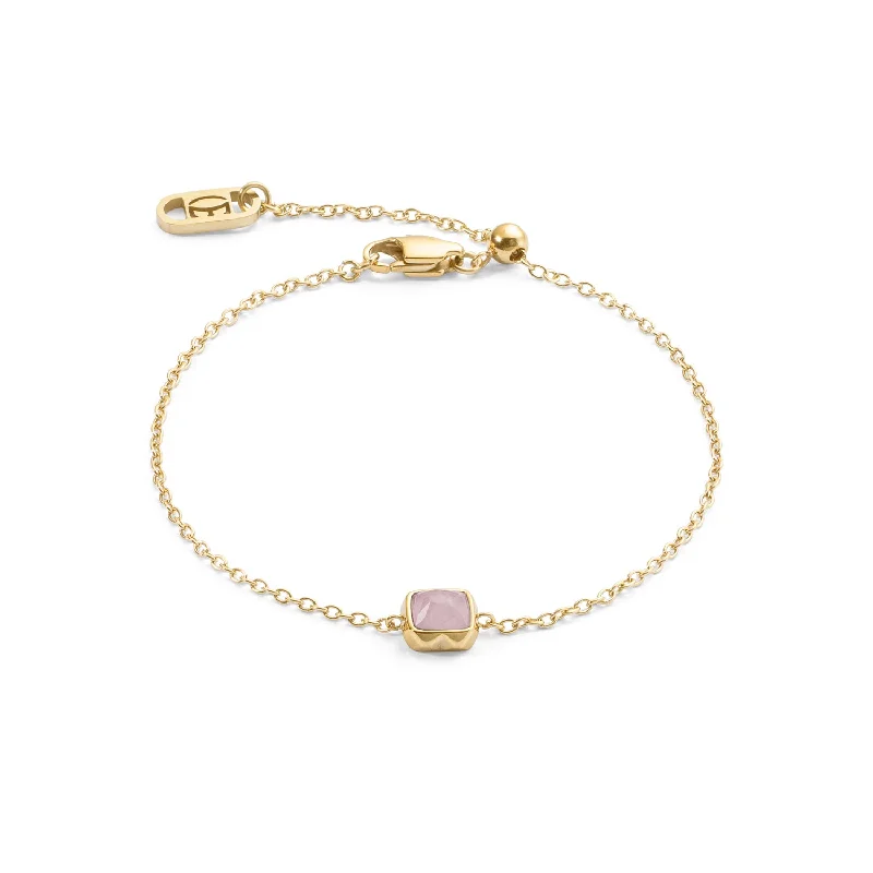 Elegant Bead Bracelet-Coeur De Lion Gold October Birthstone Rose Quartz Bracelet