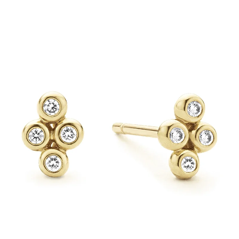 Double Hoop Earrings-KSL 18K Gold Diamond Stud Earrings