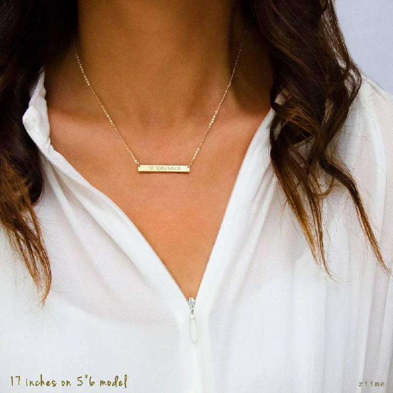 Simple Bar Necklace-Custom Bar Necklace, Custom Name Plate, Gold Bar Necklace, Initial Necklace Unisex, Gold Filled, Silver SN0002