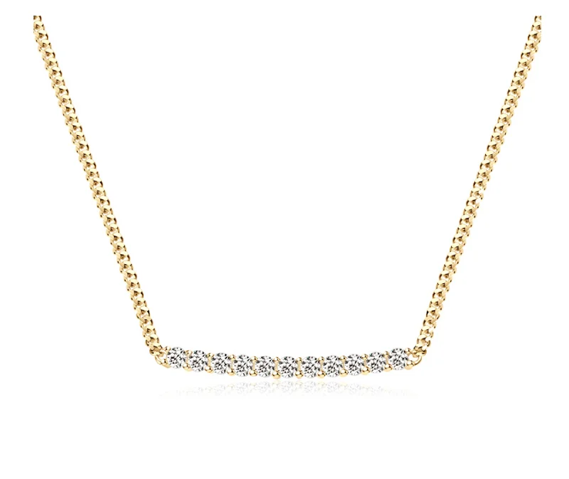 Beautiful Pearl Necklace-Diamond Row Necklace | S925 | Moissanite 18K Gold