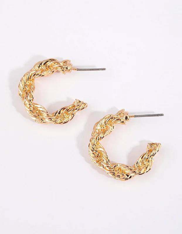 Customizable Earrings-Gold Thick Wrapped Earrings