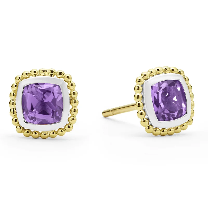 Bohemian Earrings-Rittenhouse Two-Tone Amethyst Stud Earrings