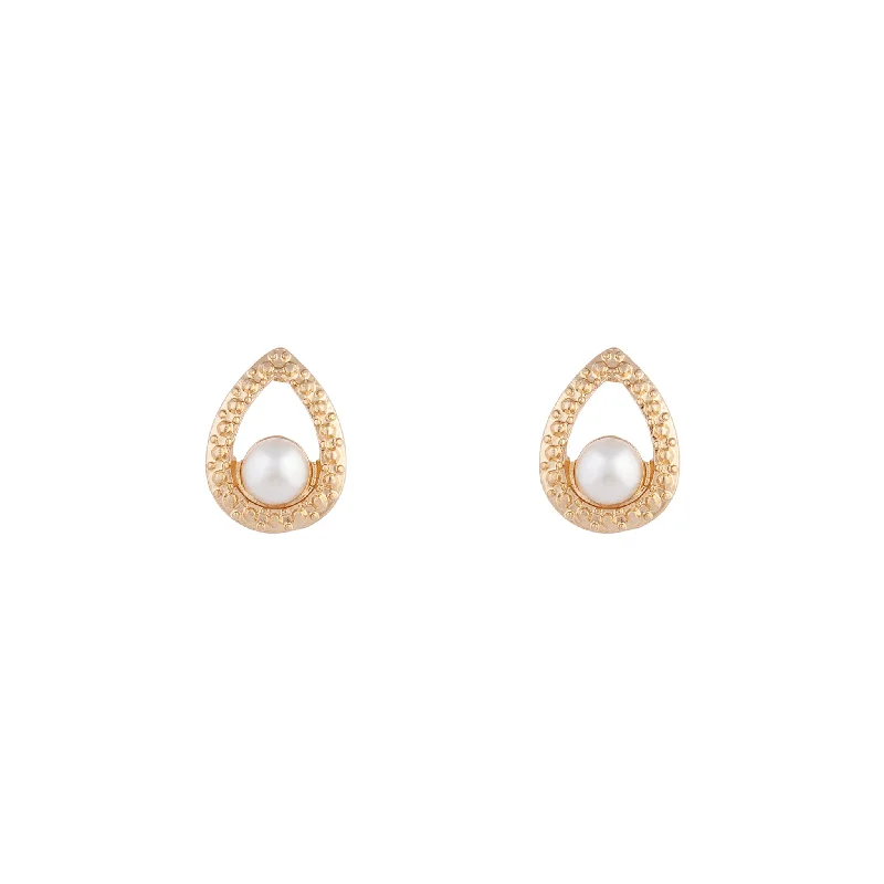 Statement Earrings for Weddings-Textured Pearl Teardrop Earrings