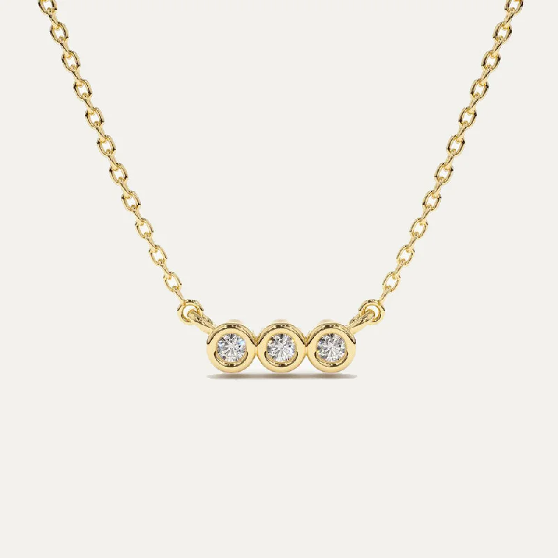 Gold Heart Necklace-18K Gold Trio Bezel Diamond Necklace