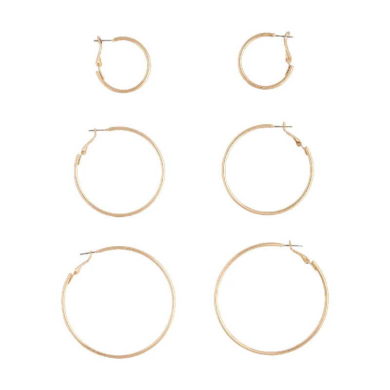 Luxury Pearl Earrings-Gold Sleeper Round Hoop Earring Pack