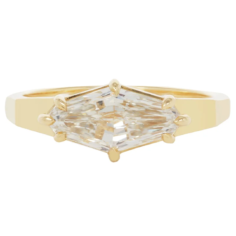 Crystalline Step Cut Diamond Ring