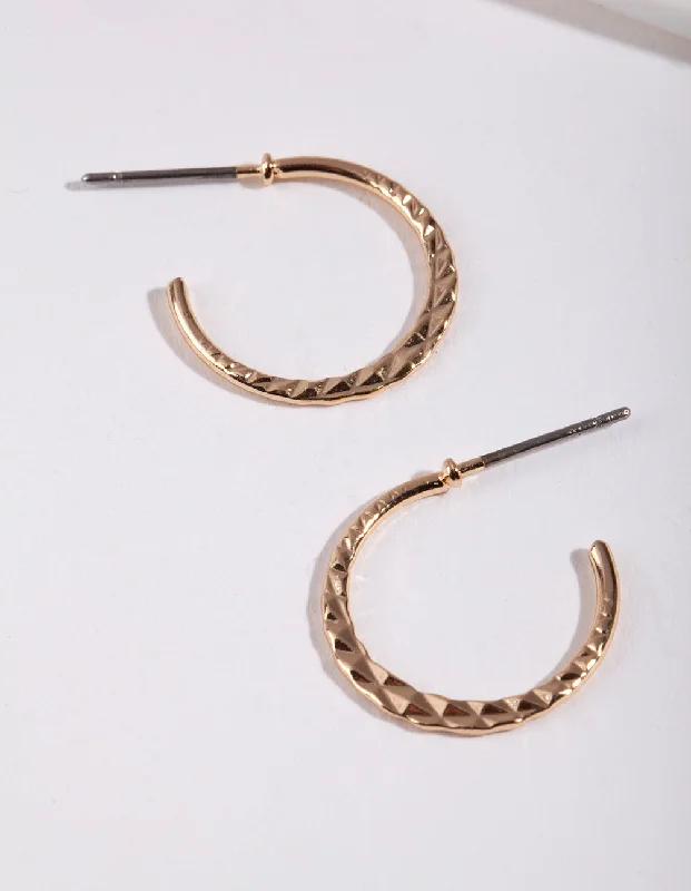 Butterfly Shape Earrings-Gold 16MM Beaded Hoop Earrings