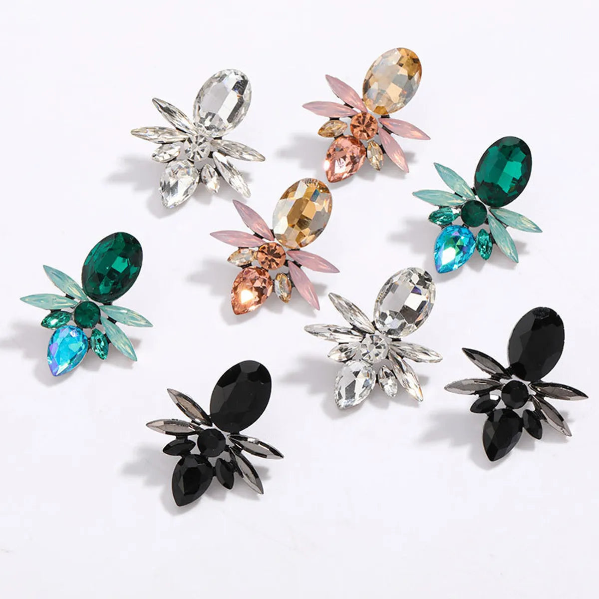 Glam Geometric Plating Alloy Glass Ear Studs