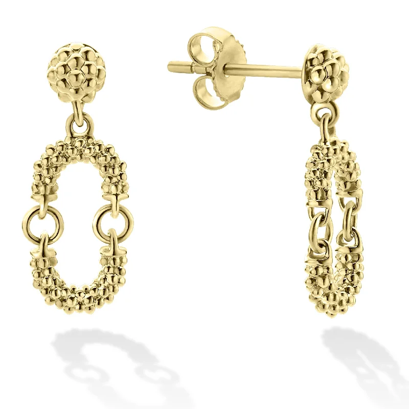 Unique Chandelier Earrings-Signature Caviar Petite 18K Gold Superfine Caviar Drop Earrings