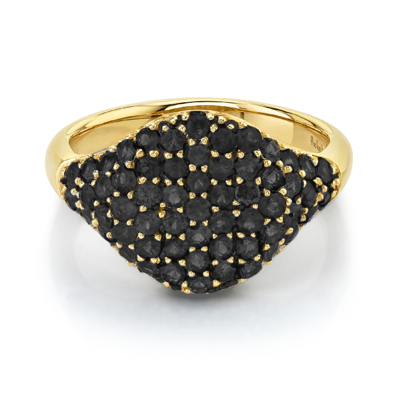 Signet Ring - Black Diamond / 14k Yellow Gold