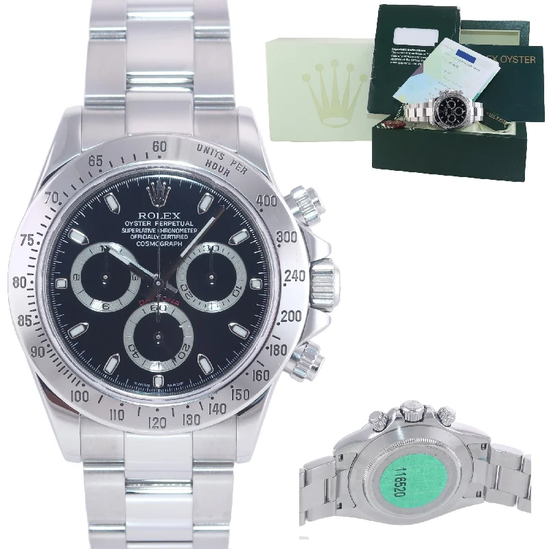 Luxury Watch with Diamonds for Women-Copy of PAPERS Rolex Daytona 116520 Black Chrono 40m Steel Watch Box CASEBACK STICKER