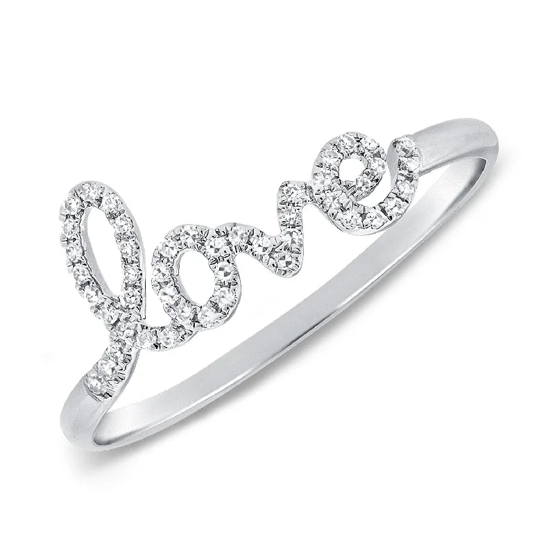 14k Gold & Diamond Script Love Ring