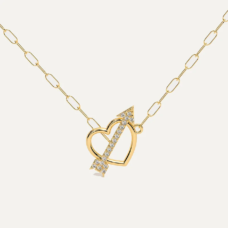 Simple Pendant Necklace-18K & Diamond Heartstruck T-Lock Necklace