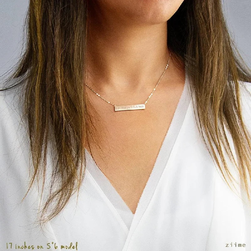 Long Bead Necklace-Personalized Bar Necklace, Engraved Bar Necklace, Initial Necklace in Silver, Gold Fill, Rose Gold Fill, Unisex, Gold Filled, Silver SN0007