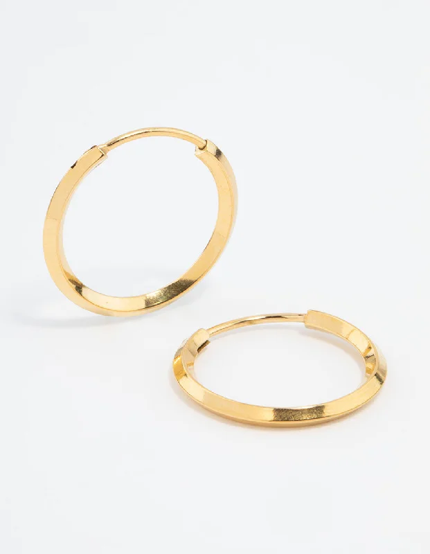 Silver Ear Cuffs-Waterproof Gold Plated Stainless Steel Point Edge Hoop Earrings