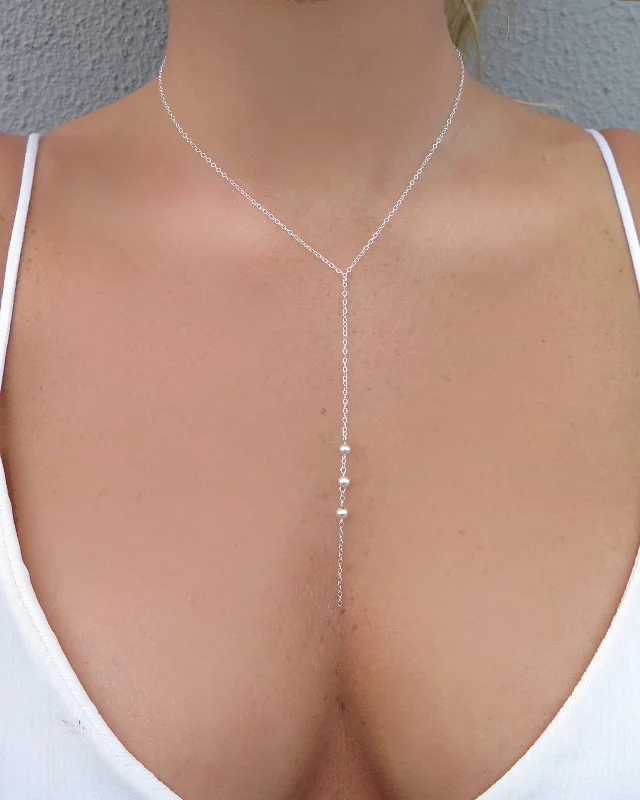 Rose Gold Choker Necklace-Triple Drop Necklace  - Sterling Silver