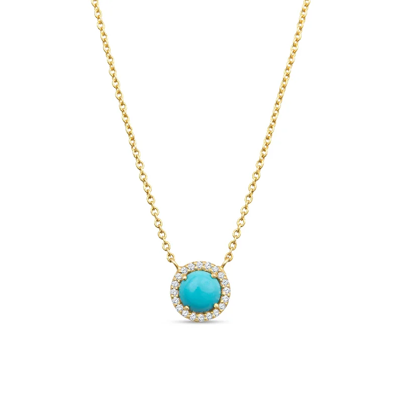 Silver Infinity Pendant Necklace-Aubrey 14K Gold Turquoise Pendant Necklace with Diamonds