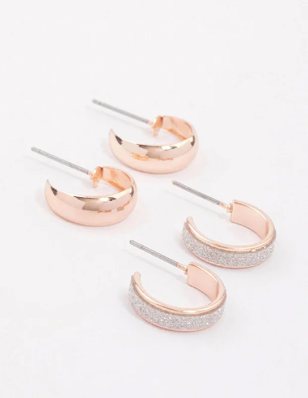 Sparkling Swarovski Earrings-Rose Gold Glitter Pearl Earring Pack