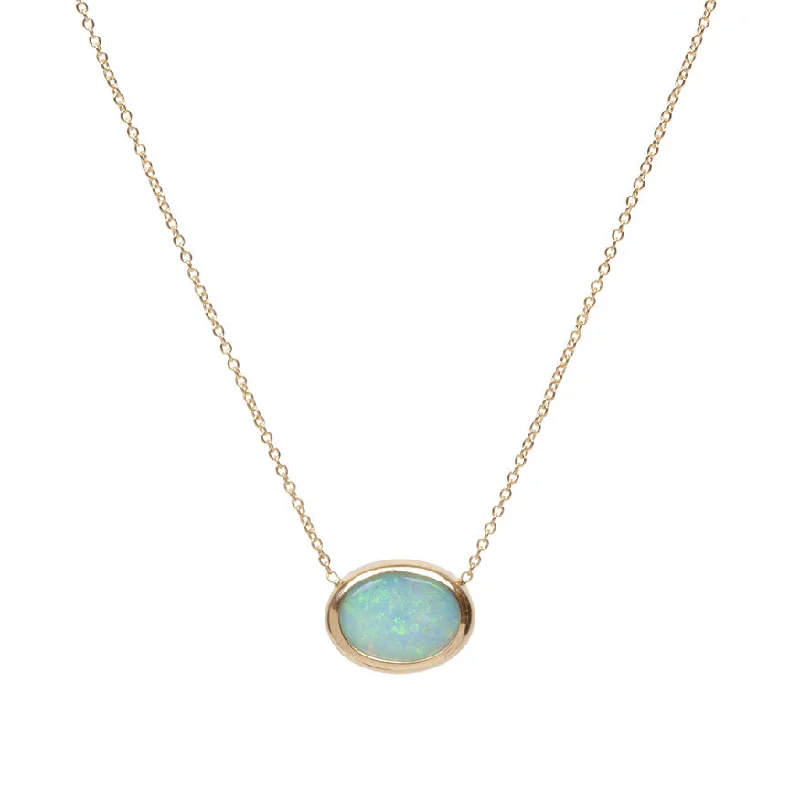 Multi-Layer Gold Necklace-Oval Opal Necklace