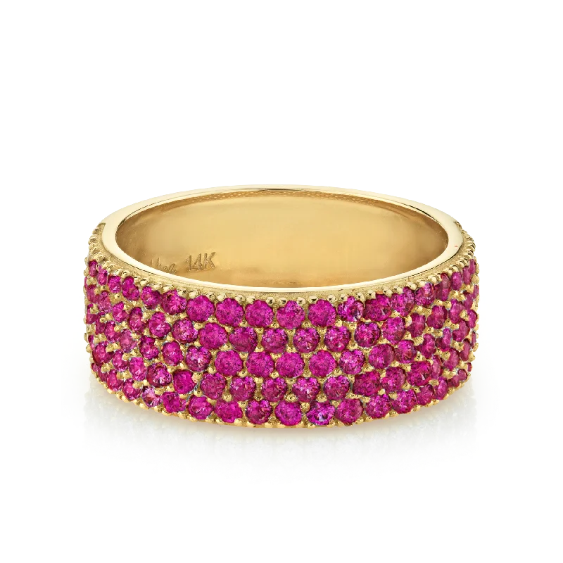 Medium Cigar Band - Ruby / 14k Yellow Gold