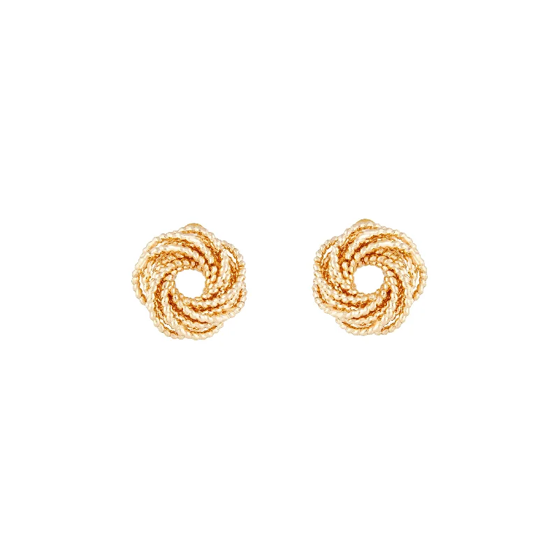 Long Silver Earrings-Gold Diamond Cut Knot Stud Earrings