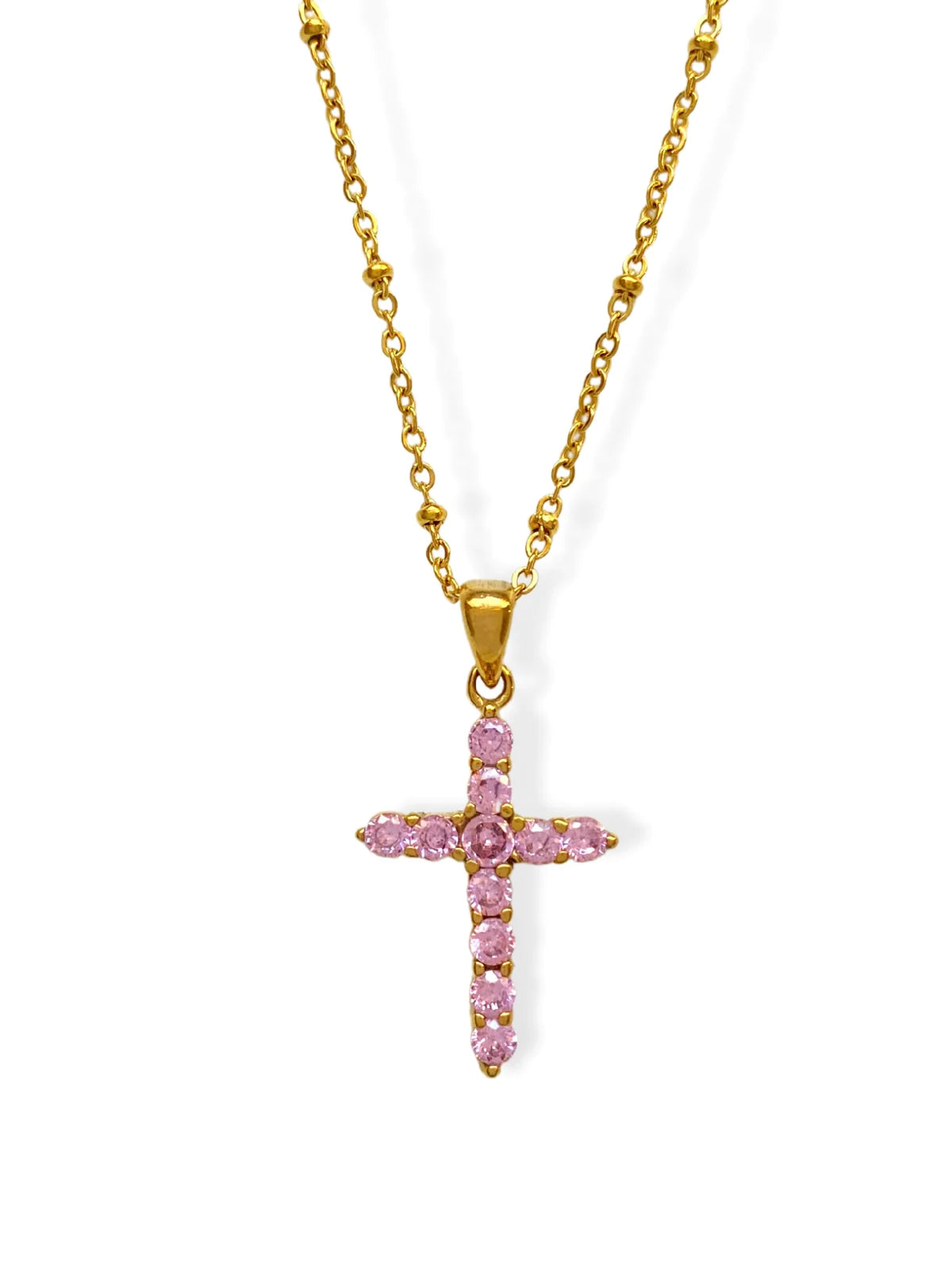 Bridal Chain Necklace-Pink Cross Necklace