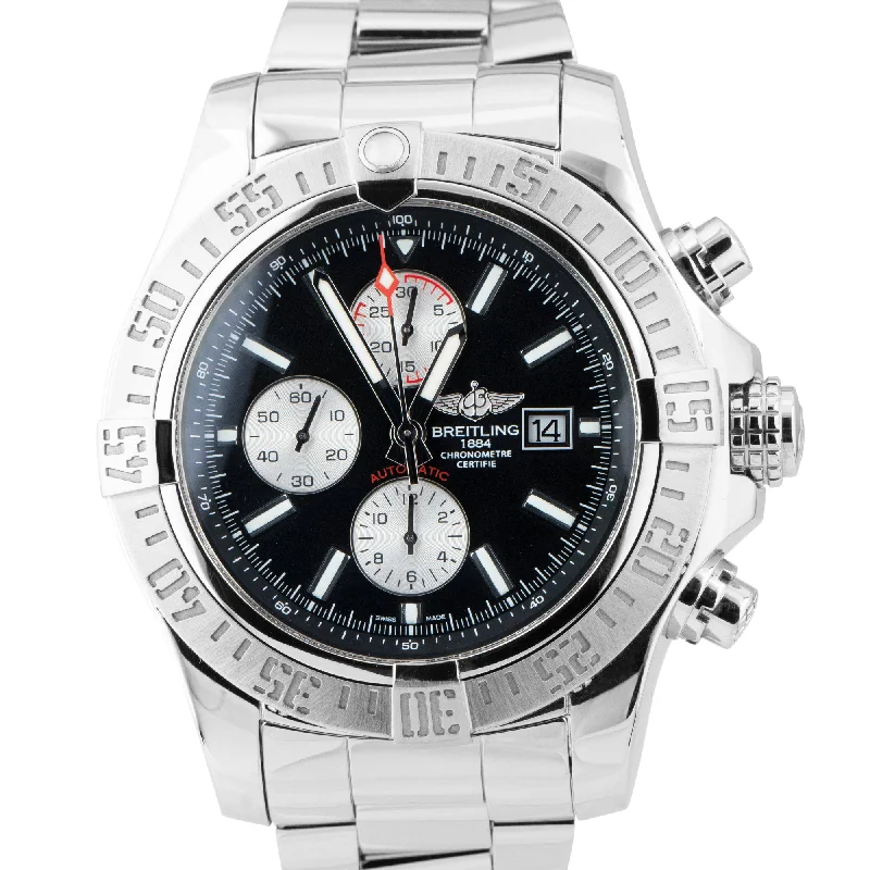 Men's Watch with Day of the Week-Breitling Super Avenger II Chronograph 48mm Stainless Steel Black A13371 Watch