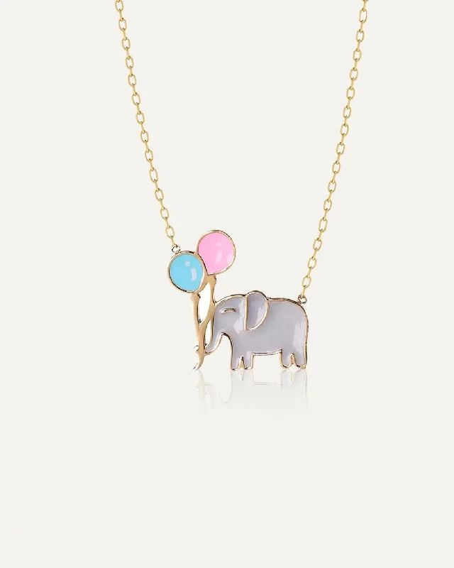 Birthstone Necklace-18K Gold Kids Elephant Necklace