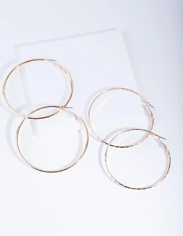 Cute Stud Earrings-Gold 6 cm Hoop Earring Pack