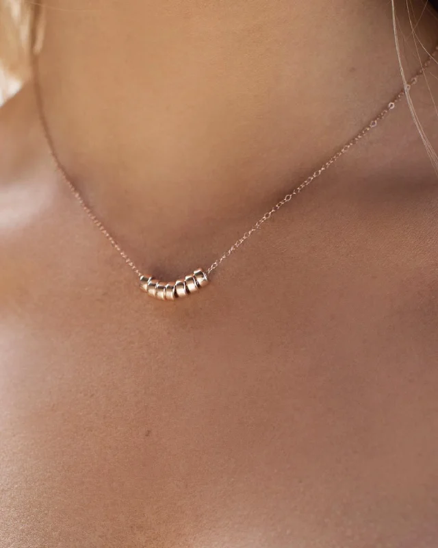 Trendy Layered Necklace-Seven Ring Necklace  - 14k Rose Gold Fill