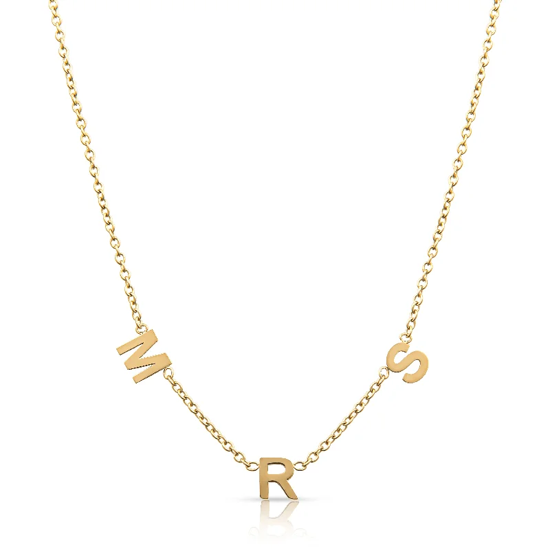 Long Gold Necklace-MRS Letter Necklace