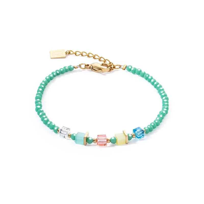 Simple Gold Bracelet-Coeur De Lion Joyful Colours Green Multicolour Bracelet