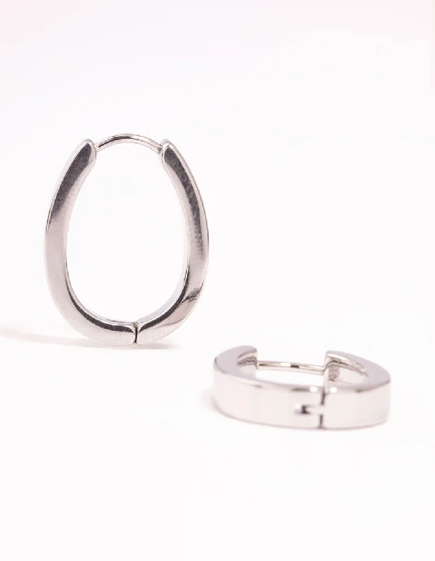 Geometric Stud Earrings-Surgical Steel Large Oval Hoop Earrings