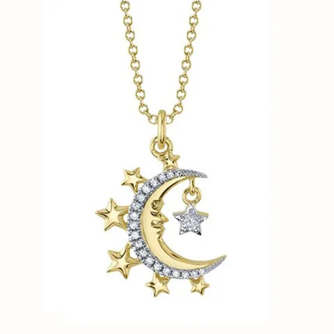 Multi-Layer Gold Necklace-Moon Star Necklace