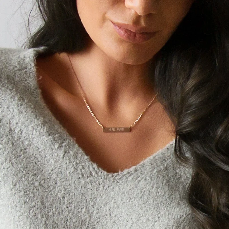 Crystal Chain Necklace-Girl Power Necklace, Female Is Future, La Femme, Lady Boss Necklace, Strong Lady Jewelry, Unisex, Gold Filled, Silver • NBH30X5-03