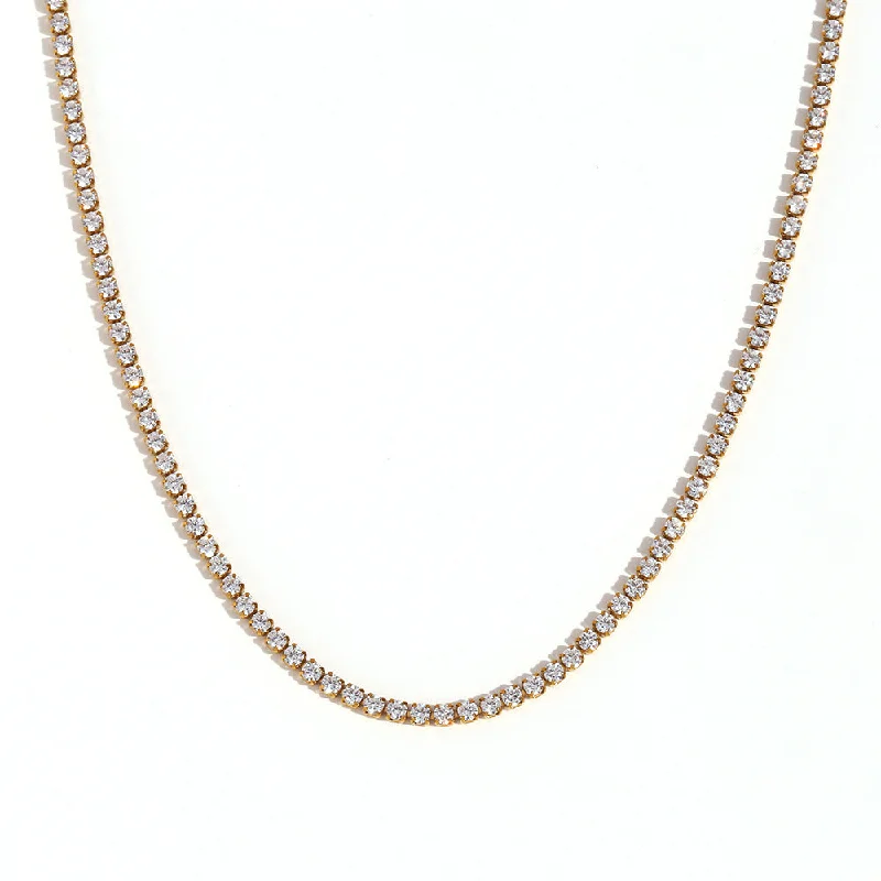 Simple Silver Bar Necklace-Tenni Chain Necklace