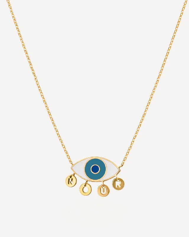 Chunky Necklace for Women-Evil Eye Necklace with Initials