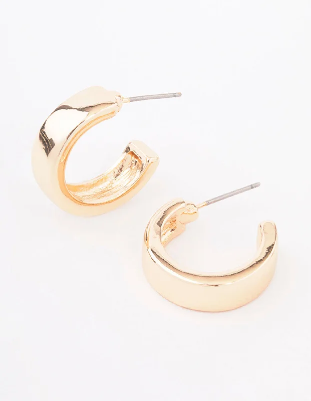 Colored Hoop Earrings-Gold Rectangle Chubby Hoop Earrings