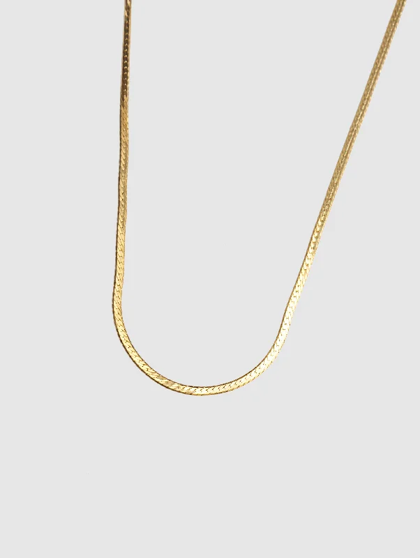 Adjustable Gold Necklace-Thin Herringbone Chain in Gold