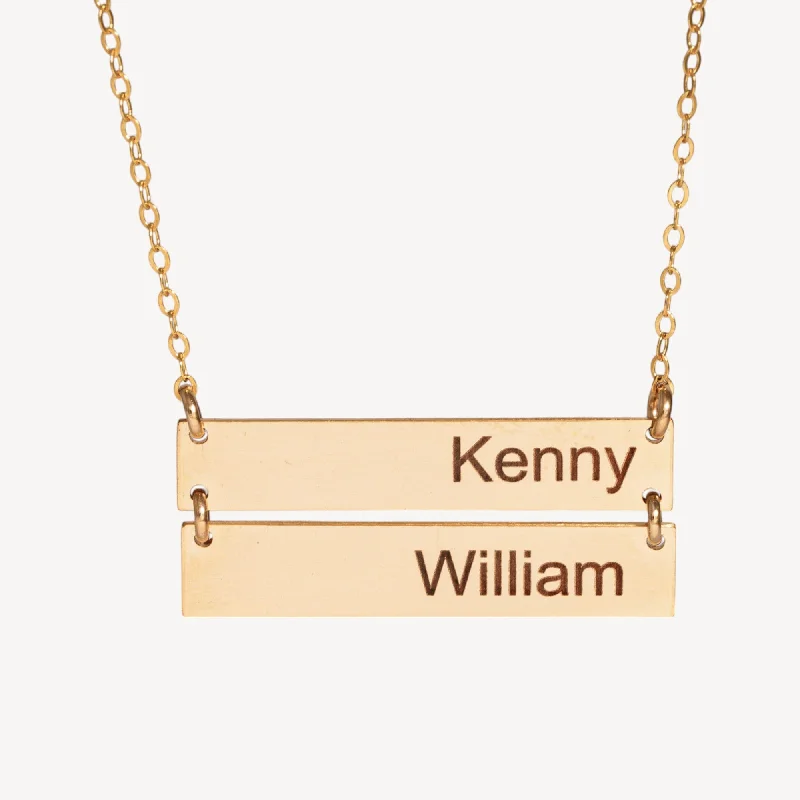 Wedding Heart Necklace-Multiple Name Bar Necklace 2 Bars