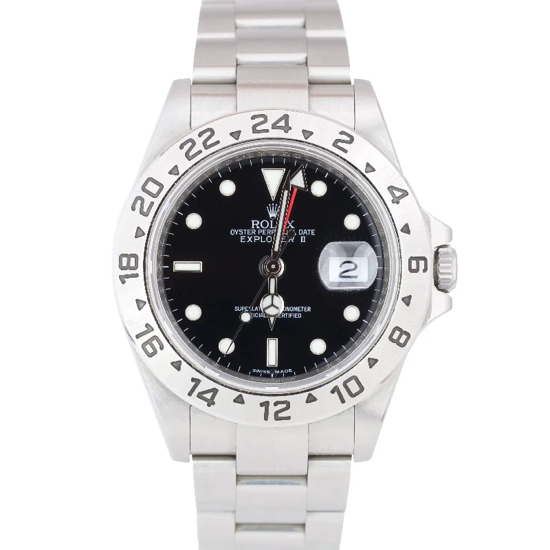 Sports Watch with Step Tracker-REHAUT UNPOL. 3186 Rolex Explorer II Black GMT Stainless Steel 40mm Watch 16570