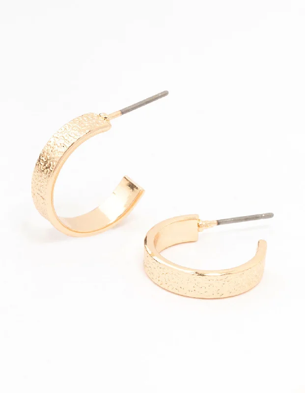 Eco-Friendly Earrings-Gold Wide Foil Huggie Earrings