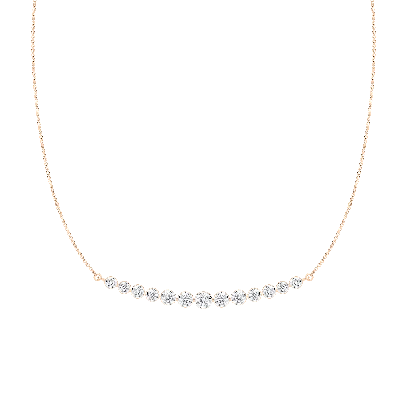 Stylish Beaded Necklace-Curved Diamond Bar Necklace