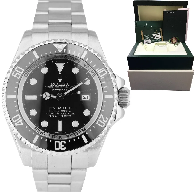 Classic Mechanical Watch for Men-MINT Rolex Sea-Dweller Deepsea Stainless Steel 44mm Black Dive Watch 116660 B+P