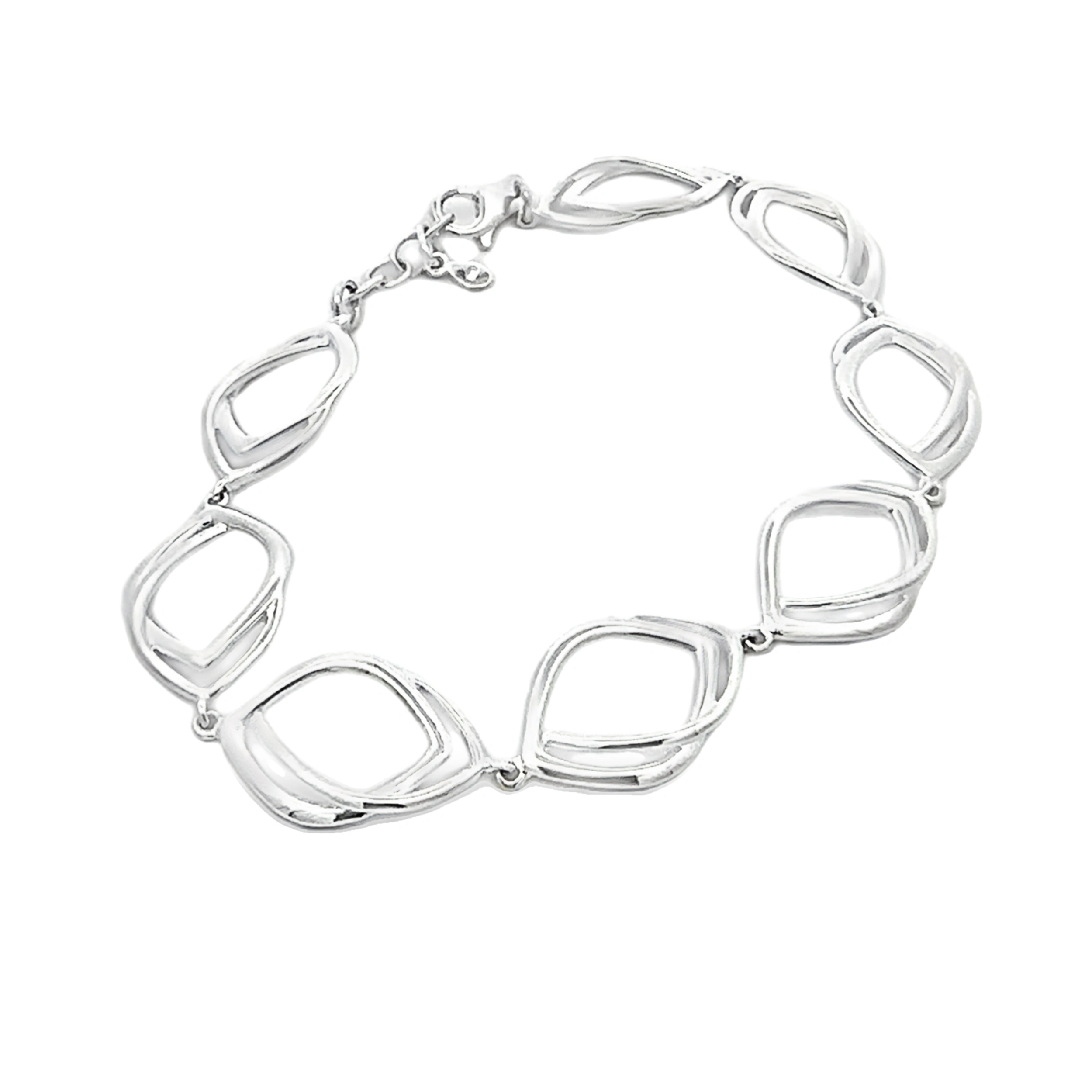 Beaded Bar Bracelet-Sterling Silver Entangled Lozenge Bracelet