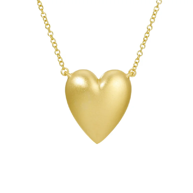 Sparkly Pendant Necklace-Puffy Heart Necklace