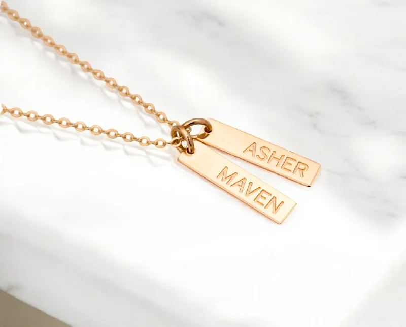 Adjustable Gold Necklace-Custom Name Necklace - 1" bar