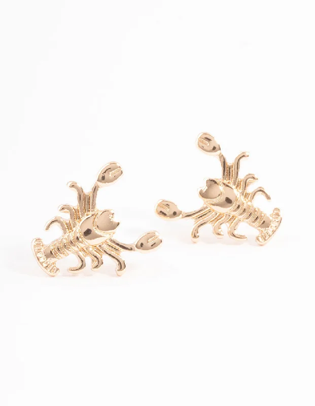 Sassy Ear Climbers-Gold Lobster Stud Earrings